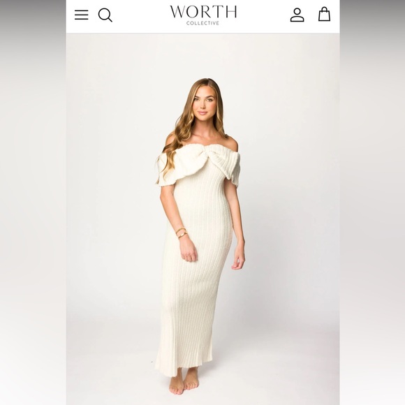 Aston Bow Front Maxi Sweater Dress in Ivory - Small NWOT - Picture 5 of 9